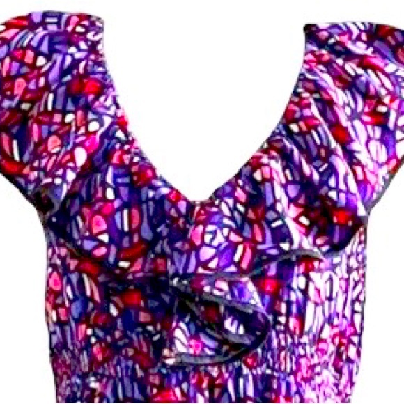 YUMI KIM Silk Ruffle Neck Flutter Sleeve Midi Dress size S - Picture 3 of 7